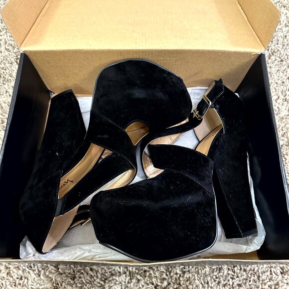 Black Luichiny Dolly Velvet Platform Heel Retro Goth Y2K Designer Formal Witch 8 - Picture 12 of 13